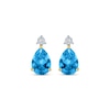 Thumbnail Image 2 of Pear-Shaped Swiss Blue Topaz & Diamond Accent Earrings 10K Yellow Gold