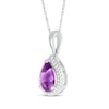 Thumbnail Image 2 of Pear-Shaped Amethyst Rope Frame Necklace Sterling Silver 18&quot;