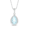 Thumbnail Image 1 of Pear-Shaped Aquamarine Rope Frame Necklace Sterling Silver 18"