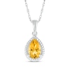 Thumbnail Image 1 of Pear-Shaped Citrine Rope Frame Necklace Sterling Silver 18"