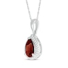 Thumbnail Image 2 of Pear-Shaped Garnet Rope Frame Necklace Sterling Silver 18"