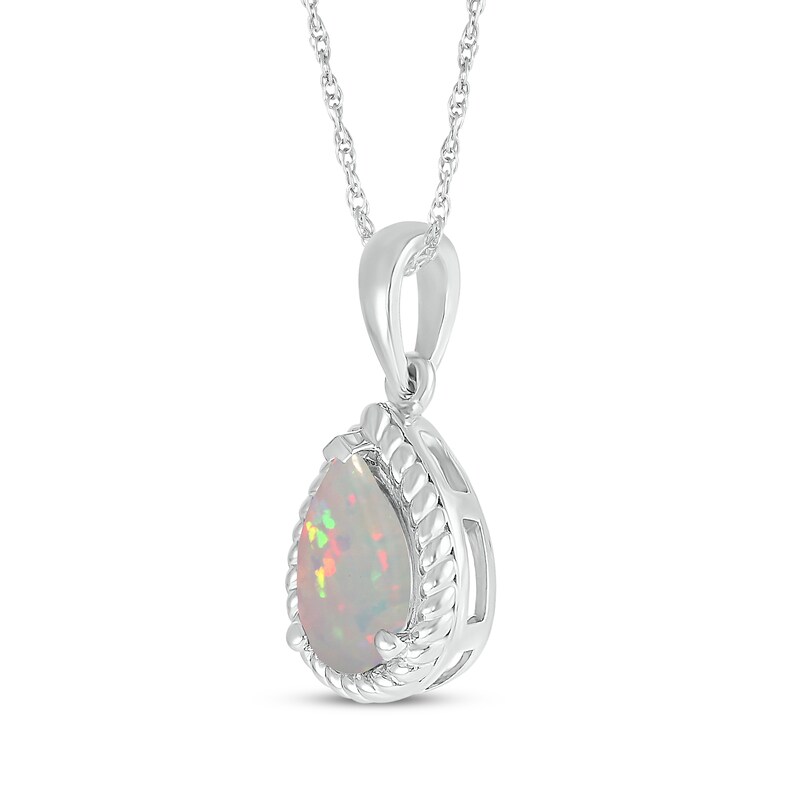 Main Image 2 of Pear-Shaped Lab-Created Opal Rope Frame Necklace Sterling Silver 18"