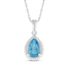 Thumbnail Image 1 of Pear-Shaped Swiss Blue Topaz Rope Frame Necklace Sterling Silver 18"