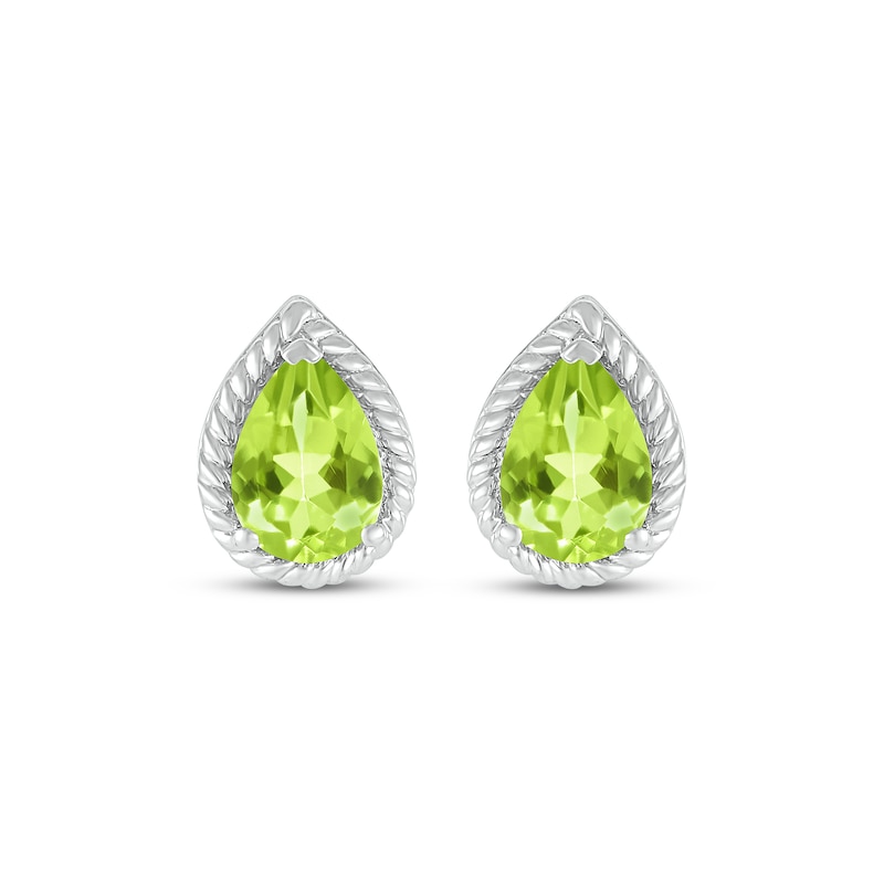 Main Image 2 of Pear-Shaped Peridot Rope Frame Stud Earrings Sterling Silver