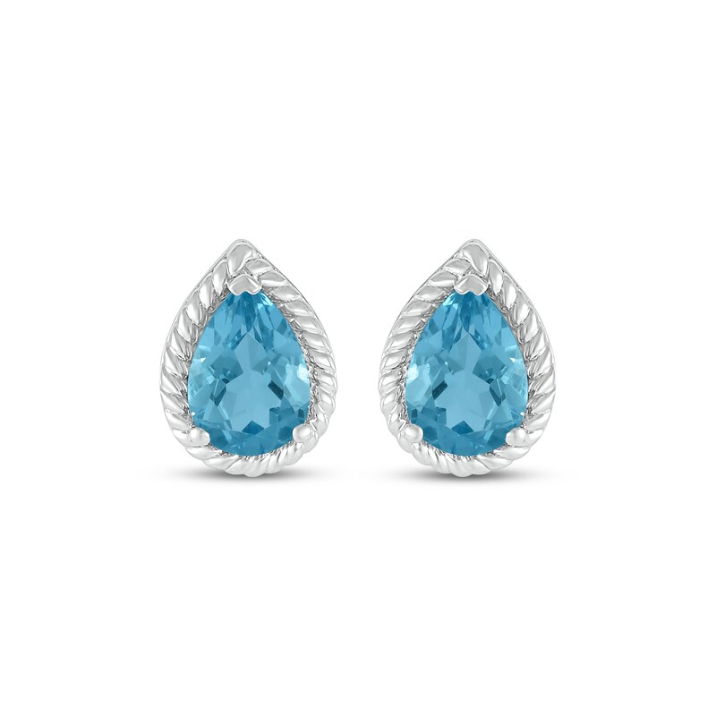 Main Image 2 of Pear-Shaped Swiss Blue Topaz Rope Frame Stud Earrings Sterling Silver