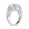 Thumbnail Image 2 of Cushion-Cut Aquamarine & White Lab-Created Sapphire Ring Sterling Silver