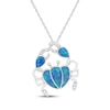 Thumbnail Image 1 of Lab-Created Opal & White Lab-Created Sapphire Crab Necklace Sterling Silver 18"