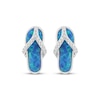 Thumbnail Image 2 of Lab-Created Opal & White Lab-Created Sapphire Flip-Flop Drop Earrings Sterling Silver