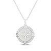 Thumbnail Image 1 of Mother-of-Pearl & White Lab-Created Sapphire Compass Necklace Sterling Silver 18"