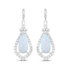 Thumbnail Image 2 of Pear-Shaped Lab-Created Opal & White Lab-Created Sapphire Dangle Earrings Sterling Silver