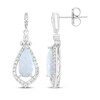 Thumbnail Image 3 of Pear-Shaped Lab-Created Opal & White Lab-Created Sapphire Dangle Earrings Sterling Silver