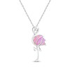 Thumbnail Image 2 of Lab-Created Pink Opal & White Lab-Created Sapphire Flamingo Necklace 18"