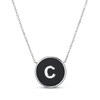 Thumbnail Image 1 of Black Agate Letter C Initial Disc Necklace Sterling Silver 18"