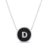 Thumbnail Image 1 of Black Agate Letter D Initial Disc Necklace Sterling Silver 18"