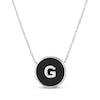 Thumbnail Image 1 of Black Agate Letter G Initial Disc Necklace Sterling Silver 18"