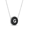 Thumbnail Image 2 of Black Agate Letter G Initial Disc Necklace Sterling Silver 18"