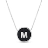 Thumbnail Image 1 of Black Agate Letter M Initial Disc Necklace Sterling Silver 18"