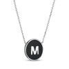 Thumbnail Image 2 of Black Agate Letter M Initial Disc Necklace Sterling Silver 18"