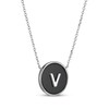 Thumbnail Image 2 of Black Agate Letter V Initial Disc Necklace Sterling Silver 18"
