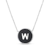 Thumbnail Image 1 of Black Agate Letter W Initial Disc Necklace Sterling Silver 18"