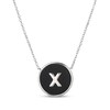 Thumbnail Image 1 of Black Agate Letter X Initial Disc Necklace Sterling Silver 18&quot;