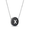 Thumbnail Image 2 of Black Agate Letter X Initial Disc Necklace Sterling Silver 18&quot;