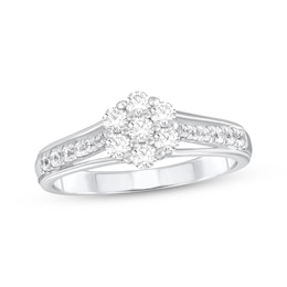 Adore Diamond Flower Engagement Ring 1/2 ct tw 10K White Gold
