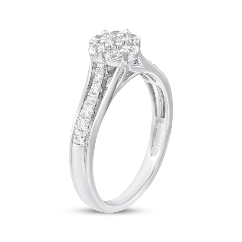 Main Image 2 of Adore Diamond Flower Engagement Ring 1/2 ct tw 10K White Gold