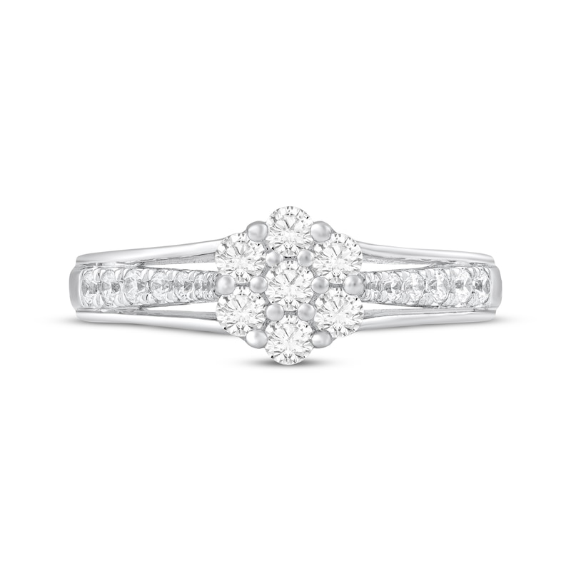 Main Image 3 of Adore Diamond Flower Engagement Ring 1/2 ct tw 10K White Gold