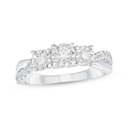 Adore Round-Cut Diamond Three-Stone Engagement Ring 1/2 ct tw Sterling Silver