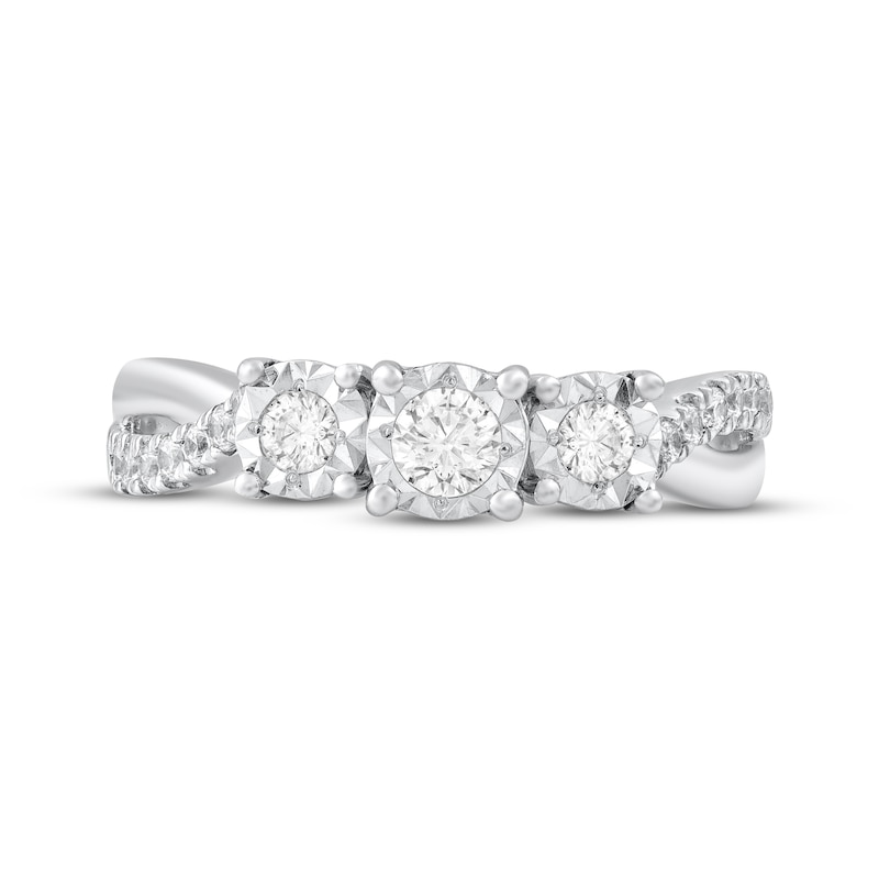 Main Image 3 of Adore Round-Cut Diamond Three-Stone Engagement Ring 1/2 ct tw Sterling Silver