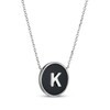 Thumbnail Image 2 of Black Agate Letter K Initial Disc Necklace Sterling Silver 18"