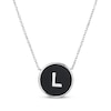 Thumbnail Image 1 of Black Agate Letter L Initial Disc Necklace Sterling Silver 18"