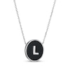 Thumbnail Image 2 of Black Agate Letter L Initial Disc Necklace Sterling Silver 18"