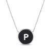 Thumbnail Image 1 of Black Agate Letter P Initial Disc Necklace Sterling Silver 18&quot;