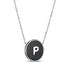 Thumbnail Image 2 of Black Agate Letter P Initial Disc Necklace Sterling Silver 18&quot;