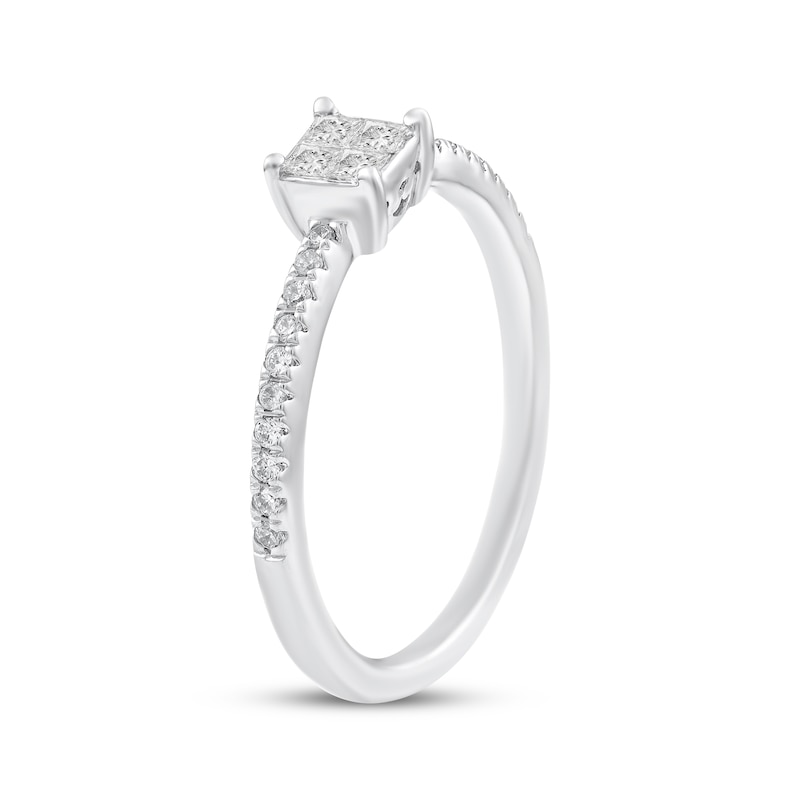 Main Image 2 of Adore Princess-Cut Quad Diamond Engagement Ring 1/4 ct tw 10K White Gold