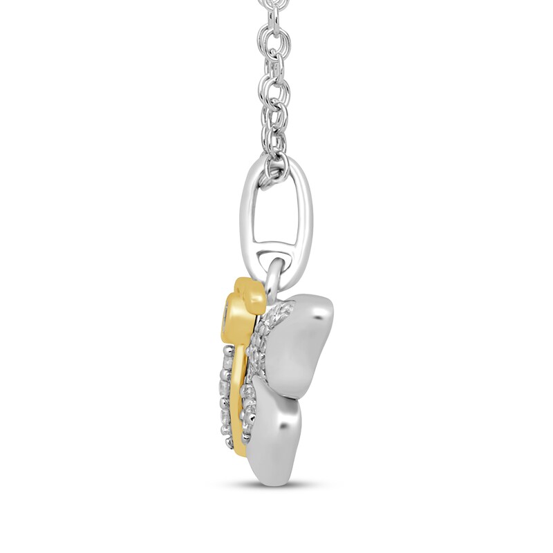 Main Image 2 of Diamond Butterfly Necklace 1/5 ct tw Sterling Silver & 14K Yellow Gold 18"