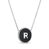 Thumbnail Image 2 of Black Agate Letter R Initial Disc Necklace Sterling Silver 18"
