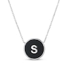 Thumbnail Image 1 of Black Agate Letter S Initial Disc Necklace Sterling Silver 18"