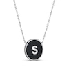 Thumbnail Image 2 of Black Agate Letter S Initial Disc Necklace Sterling Silver 18"