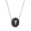 Thumbnail Image 2 of Black Agate Letter T Initial Disc Necklace Sterling Silver 18"