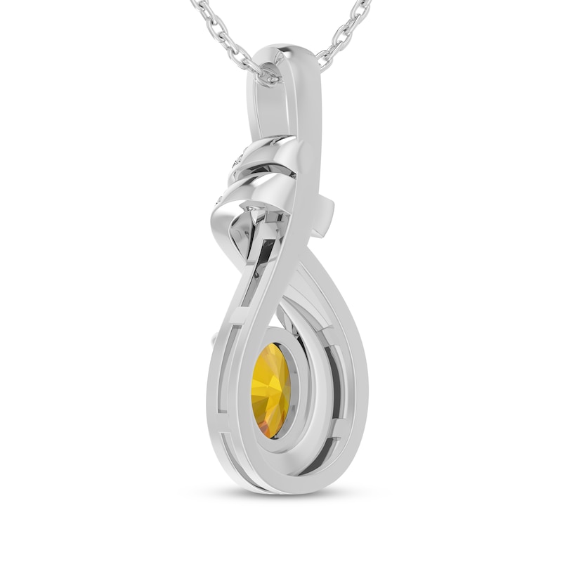 Main Image 3 of Oval-Cut Citrine & White Lab-Created Sapphire Swirl Necklace Sterling Silver 18"