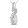 Thumbnail Image 2 of Oval-Cut Lab-Created Opal & White Lab-Created Sapphire Swirl Necklace Sterling Silver 18"