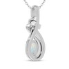 Thumbnail Image 3 of Oval-Cut Lab-Created Opal & White Lab-Created Sapphire Swirl Necklace Sterling Silver 18"