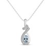 Thumbnail Image 1 of Oval-Cut Aquamarine & White Lab-Created Sapphire Ribbon Necklace Sterling Silver 18&quot;