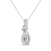 Thumbnail Image 3 of Oval-Cut Aquamarine & White Lab-Created Sapphire Ribbon Necklace Sterling Silver 18&quot;