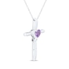 Thumbnail Image 2 of Heart-Shaped Amethyst & White Lab-Created Sapphire Cross Necklace Sterling Silver 18"