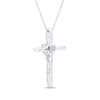 Thumbnail Image 3 of Heart-Shaped Amethyst & White Lab-Created Sapphire Cross Necklace Sterling Silver 18"