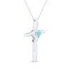 Thumbnail Image 2 of Heart-Shaped Swiss Blue Topaz & White Lab-Created Sapphire Cross Necklace Sterling Silver 18"